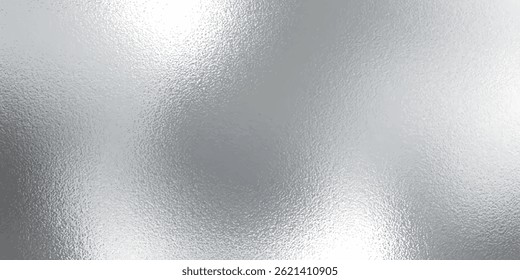 Silver foil texture background with light reflection. Vector realistic illustration of chrome metal surface with glitter gradient effect, abstract shiny texture, translucent glass, platinum wallpaper