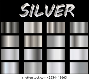 Silver foil texture background set. Realistic silver, gradient mesh. High resolution.