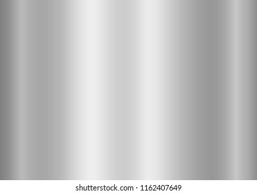 Silver foil texture background. Vector shiny and metal steel gradient template for chrome border, silver frame, ribbon or label design.