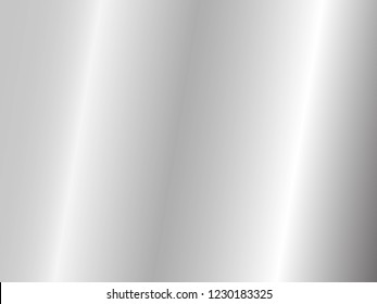 Silver foil texture background. Vector shiny and metal steel gradient template for chrome border, silver frame, ribbon or label design.