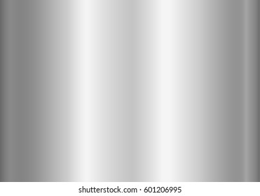 Silver foil background. Metal textured shiny gradient. Stainless glossy  surface with reflection. Realistic chrome backdrop. Vector illustration.  Stock Vector