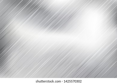 Silver foil texture monochrome background. Vector shiny and metal steel gradient backdrop. Metal background in black white grey colors. Silver texture surface.
