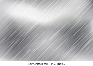 Silver foil texture monochrome background. Vector shiny and metal steel gradient backdrop. Metal background in black white grey colors. Silver texture surface.