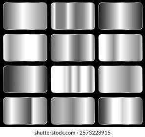 Silver foil texture set. silver gradient