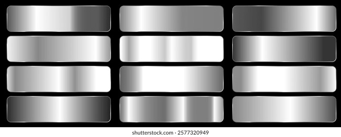 Silver foil texture set. silver gradient. silver style.