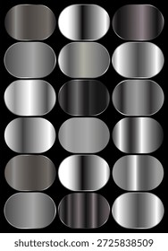 silberne Folie Textur-Set. Gradientensammlung aus Metall. silberne Platten.