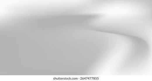 Silver foil wave background with metal mirror texture. Chrome gradient surface with light gloss simple modern art good nice white