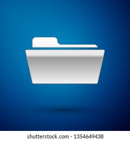 Silver Folder icon isolated on blue background. Vector Illustration