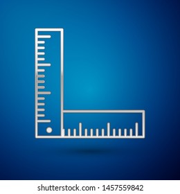 Silver Folding ruler icon isolated on blue background.  Vector Illustration