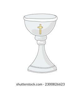 Silver Font for Baptism Vector Illustration in Doodle Style