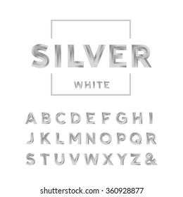 Silver font. Vector alphabet with chrome effect letters.
