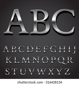 Silver Font Vector Set -  Uppercase Letters Character Part