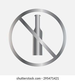 Silver Forbidden sign, isolated. Vector illustration 