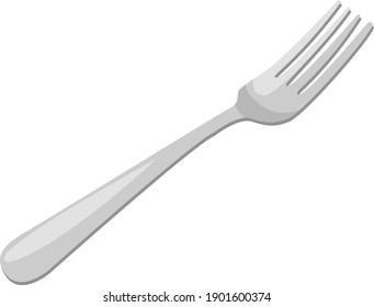 Silver fork, illustration, vector on a white background.