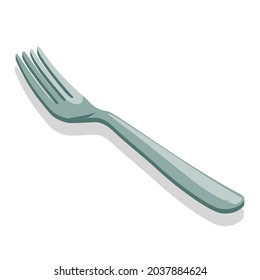 Silver fork, illustration, vector on a white background