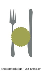 Silver fork and table knife logo symbol. Icon, logotype template. Vector illustration.