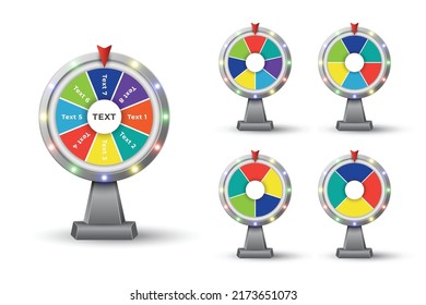 silver fortune wheel with light effect set collection vector