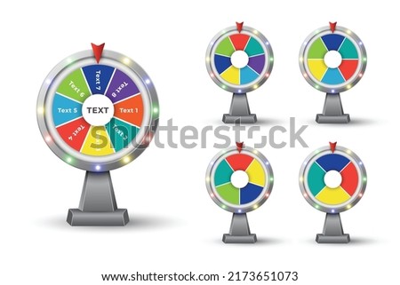 silver fortune wheel with light effect set collection vector