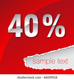 silver forty percent on red background