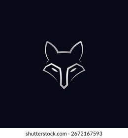 Silver Fox Head Outline Logo on Dark Blue Background