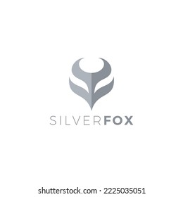 Silver Fox Logo Design. Fox Grey. SF Initial