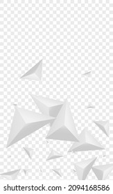 Silver Fractal Background Transparent Vector. Pyramid Simple Backdrop. Gray Elegant Texture. Polygon Creative. Hoar Element Illustration.