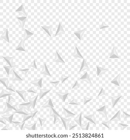 Transparenter Vektor mit silbernem, fraktalem Hintergrund. Abstrakte Textur teilen. Grizzly Cover Design. Dreiecksgeometrie. Graustufen-Elementkarte.