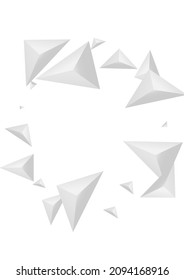 Silver Fractal Background White Vector. Element Modern Backdrop. Hoar Gradient Tile. Triangular Geometry. Grizzly Triangle Texture.