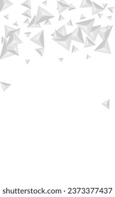 Silver Fractal Background White Vector. Shard Volume Tile. Gray 3d Banner. Polygon Elegant. Hoar Element Illustration.