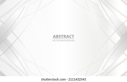 Marco plateado con líneas grises abstractas sobre fondo elegante de lujo blanco. Lujosa ilustración vectorial premium.
