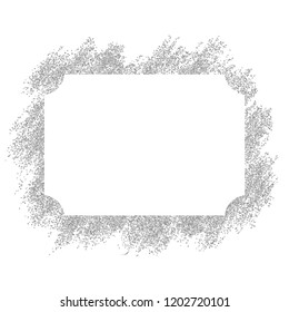 Silver frame. Beautiful glitter design. Vintage style decorative border, isolated white background. Deco elegant luxury framework for decoration, photo, Christmas banner Vector illustration
