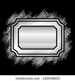 Silver frame. Beautiful glitter design. Vintage style decorative border, isolated black background. Deco elegant luxury framework for decoration, photo, Christmas banner Vector illustration