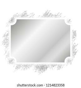 Silver frame. Beautiful glitter design. Vintage style decorative border, isolated white background. Deco elegant luxury framework for decoration, photo, Christmas banner Vector illustration