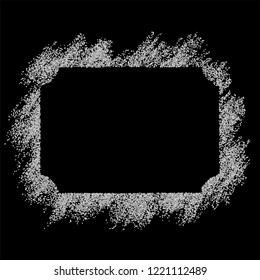 Silver frame. Beautiful glitter design. Vintage style decorative border, isolated black background. Deco elegant luxury framework for decoration, photo, Christmas banner Vector illustration