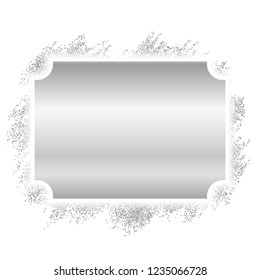 Silver frame. Beautiful glitter design. Vintage style decorative border, isolated white background. Deco elegant luxury framework for decoration, photo, Christmas banner Vector illustration
