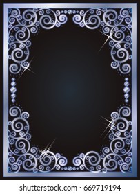Silver frame card, vector illustration