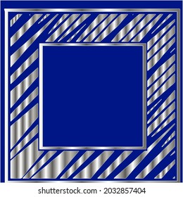
silver frame for design template. Elegant element for design in Eastern style, place for text.on a  blue background. Lace vector illustration for invitations and greeting cards