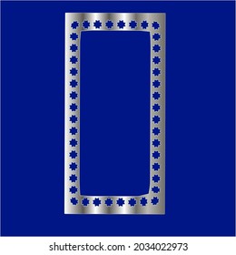 marco plateado para plantilla de diseño. Elegante elemento para el diseño en estilo oriental, lugar para texto.sobre un fondo azul. Ilustración vectorial de encaje para invitaciones y tarjetas de felicitación