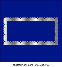 silberner Rahmen für Design-Vorlage. Elegantes Element für Design im östlichen Stil, Platz für Text.auf blauem Hintergrund. Spitzen-Vektorgrafik für Einladungen und Grußkarten
