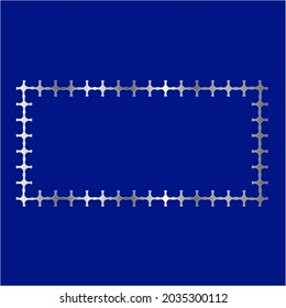 silberner Rahmen für Design-Vorlage. Elegantes Element für Design im östlichen Stil, Platz für Text.auf blauem Hintergrund. Spitzen-Vektorgrafik für Einladungen und Grußkarten