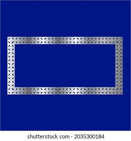 silver frame for design template. Elegant element for design in Eastern style, place for text.on a blue background. Lace vector illustration for invitations and greeting cards