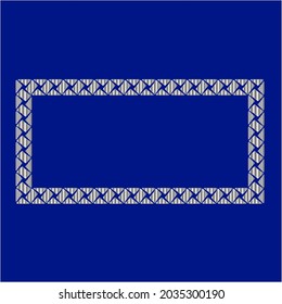 silver frame for design template. Elegant element for design in Eastern style, place for text.on a blue background. Lace vector illustration for invitations and greeting cards