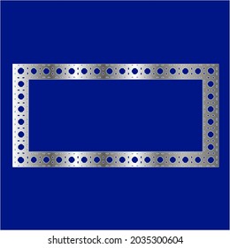 silver frame for design template. Elegant element for design in Eastern style, place for text.on a blue background. Lace vector illustration for invitations and greeting cards