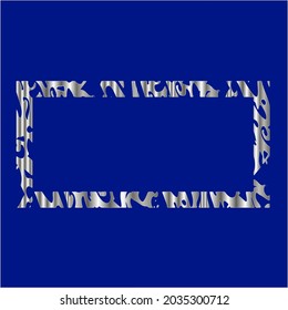 silver frame for design template. Elegant element for design in Eastern style, place for text.on a blue background. Lace vector illustration for invitations and greeting cards