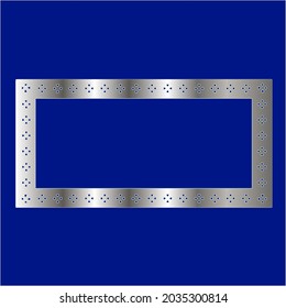 silver frame for design template. Elegant element for design in Eastern style, place for text.on a blue background. Lace vector illustration for invitations and greeting cards
