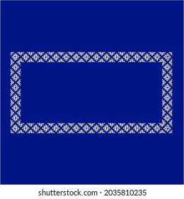 silver frame for design template. Elegant element for design in Eastern style, place for text.on a  blue background. Lace vector illustration for invitations and greeting cards