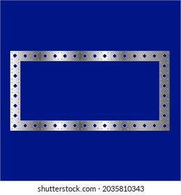 silberner Rahmen für Design-Vorlage. Elegantes Element für Design im östlichen Stil, Platz für Text.auf blauem Hintergrund. Spitzen-Vektorgrafik für Einladungen und Grußkarten