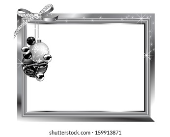 Silver frame with diamond bow and balls