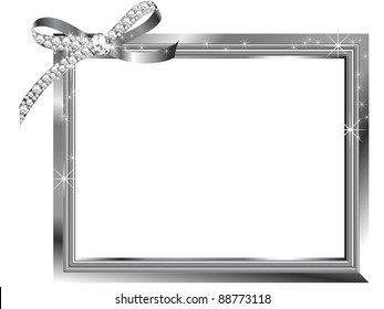 Silver frame with diamond ribbon