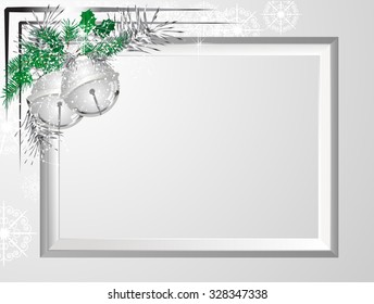 Silver frame with garland and jingle bells